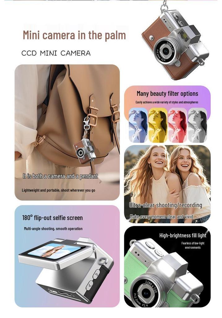 Retro Tasche HD Klappbildschirm Mini Selfie Kamera für Studenten