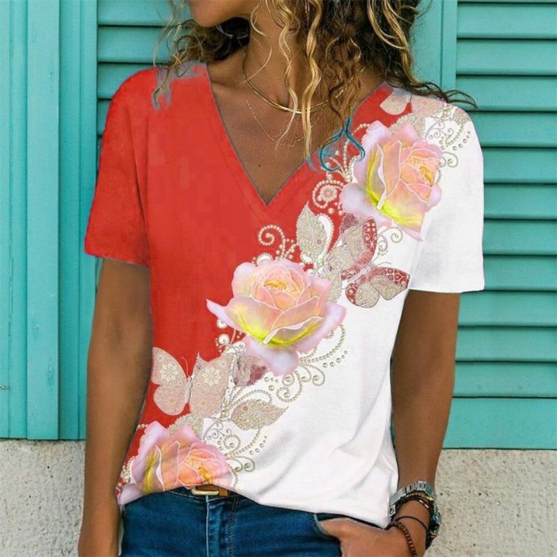 Women's Casual and Comfortable Summer V-neck Top