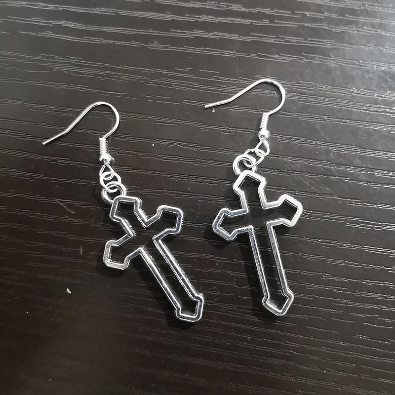 In-Trend Punk Style Hollow Cross Alloy Earrings for Women