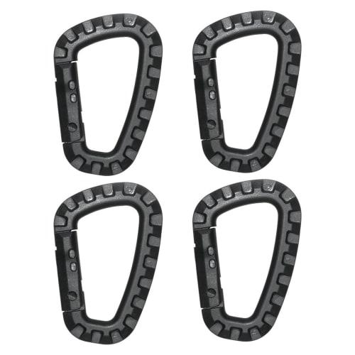 Grandios [Set of 4] Plastic Carabiners, Resin, Military, Airsoft, Black, Solid Color (GD-ABSCRBN-4SET)
