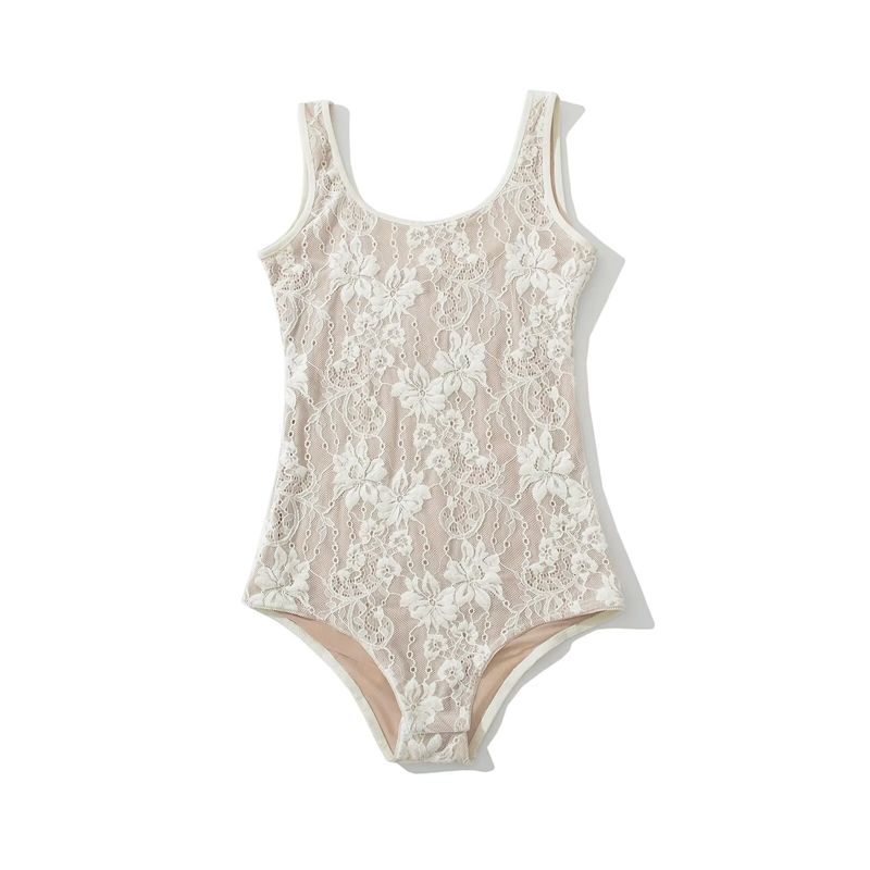 

За2025 Лето Новая женская одежда Сексуальный стрейч Облегающий Кружевной Прозрачный Без рукавов С открытой спиной Двухслойный Жилет Комбинезон White L