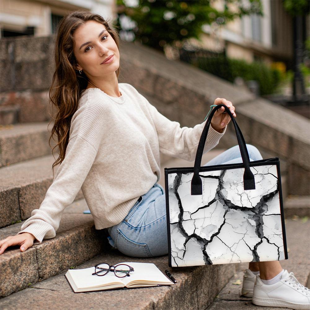 Crack Pattern Tote Bag for Daily Use
