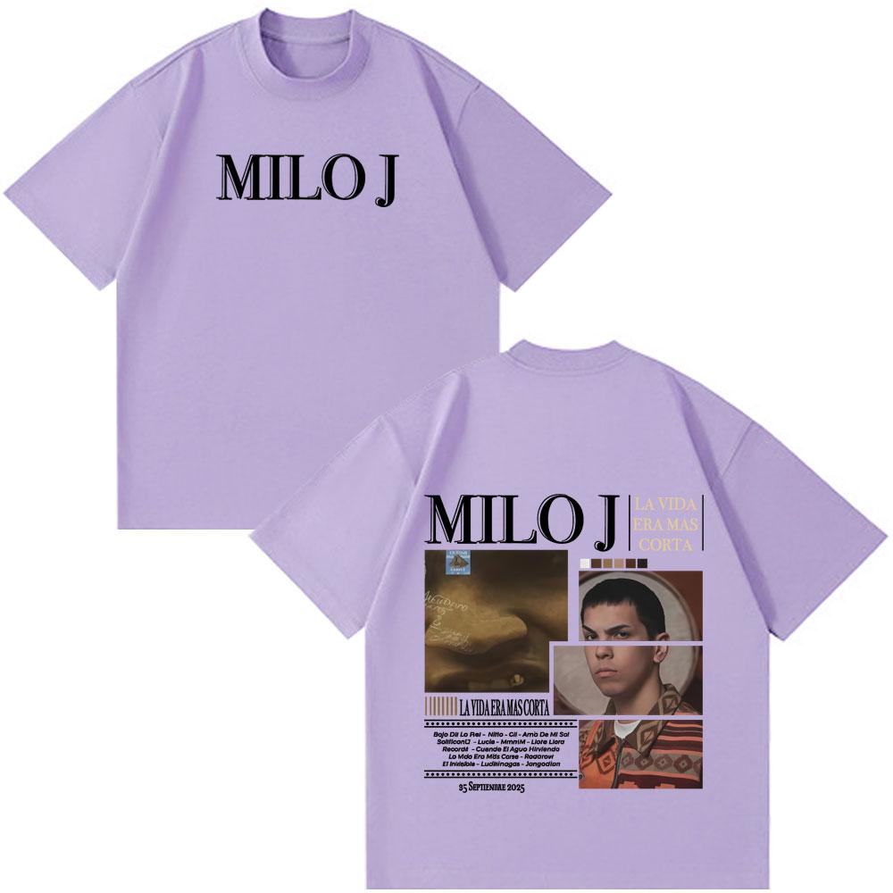 Rapper Milo J La Vida Era Mas Corta Tshirts Men Women Fashion Hip Hop Oversized T Shirt Cotton Short Sleeve Tee Shirt Streetwear