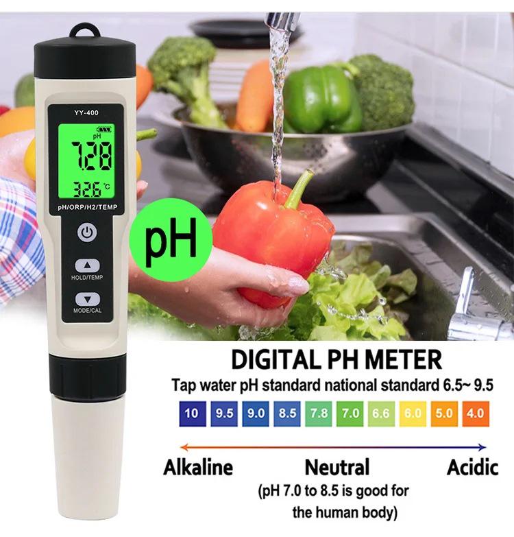 Hydrogen-Rich 4-in-1 pH Meter with ORP & Temp Backlit Water Quality Test Pen