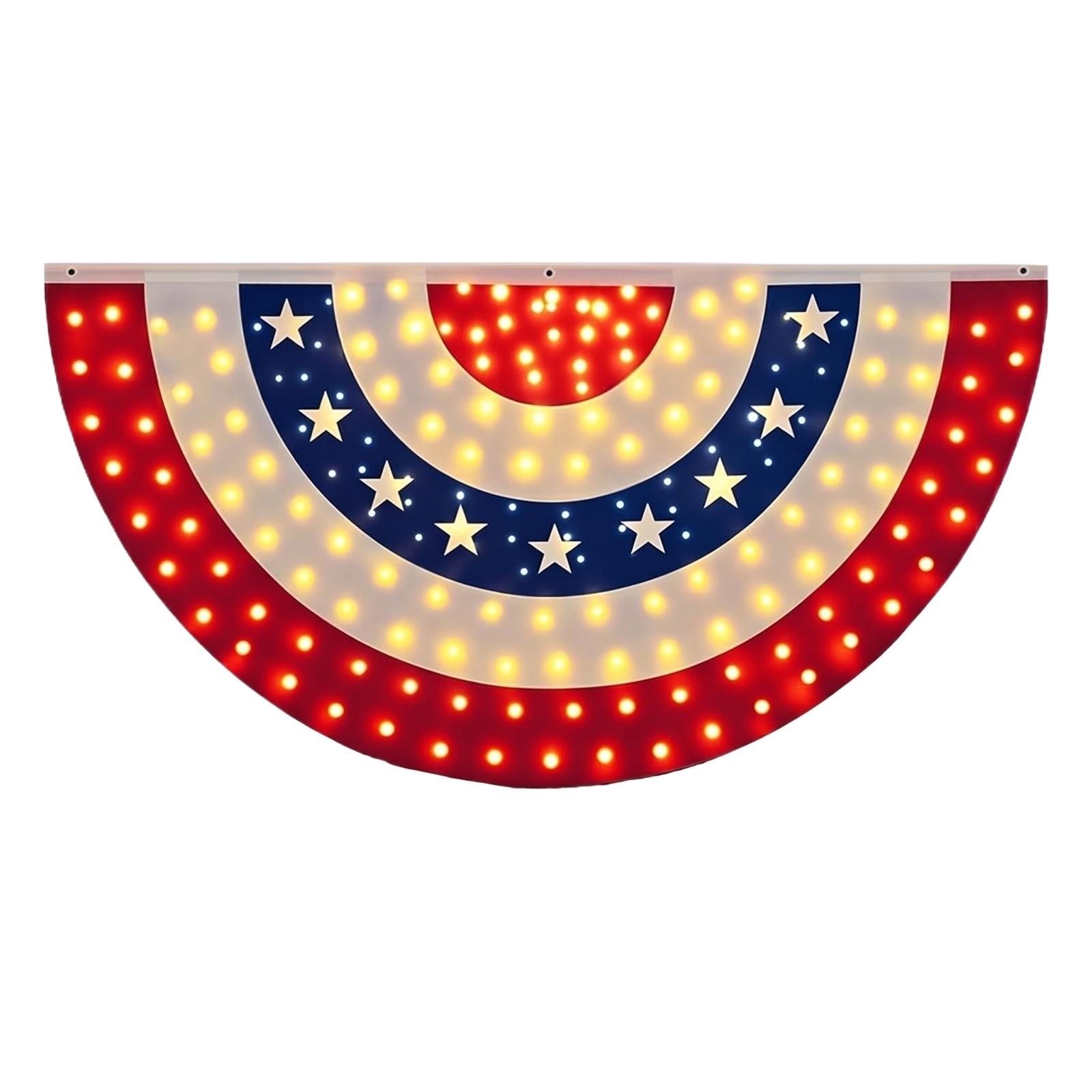 LED Light Up Fan Shaped Flag with Lights 0180cm Illuminated Party Decoration One Size