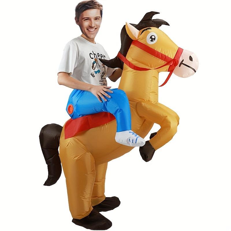Adult Inflatable Horse Costume Cool Jazz Denim Style Animal Theme Polyester Fiber for Party And Events