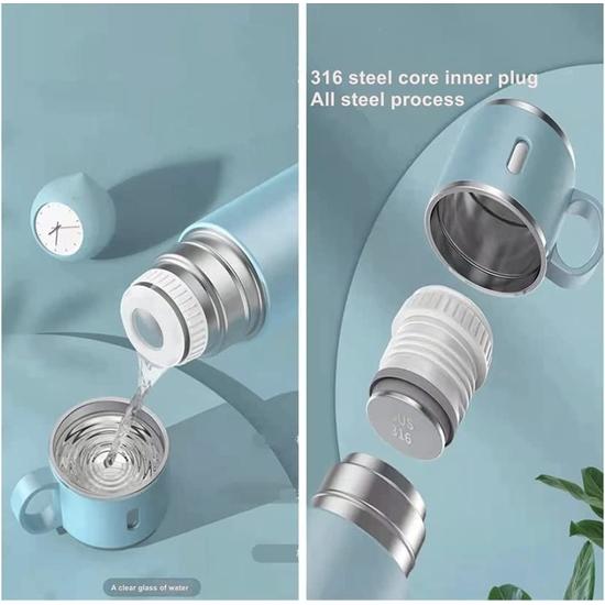 ARTH VENTURES Double Wall Stainless Steel Thermo 500ml Vacuum Insulated Bottle Water Flask Gift Set with Two Cups Hot & Cold