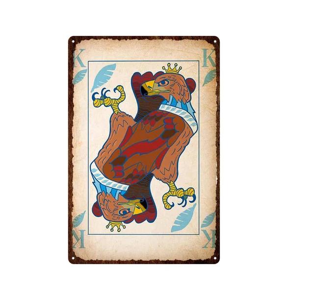 Vintage Poker Card Guitar Metal Tin Sign Music Bar Garage Casino Wall Decor Retro Iron Poster Plaque Home Art Decoration