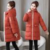 Hooded long women's padded jacket winter loose padded jacket large size thickened down cotton large pocket