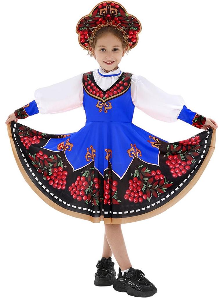 Russian Ethnic Children's Halloween Costume for Stage Performance
