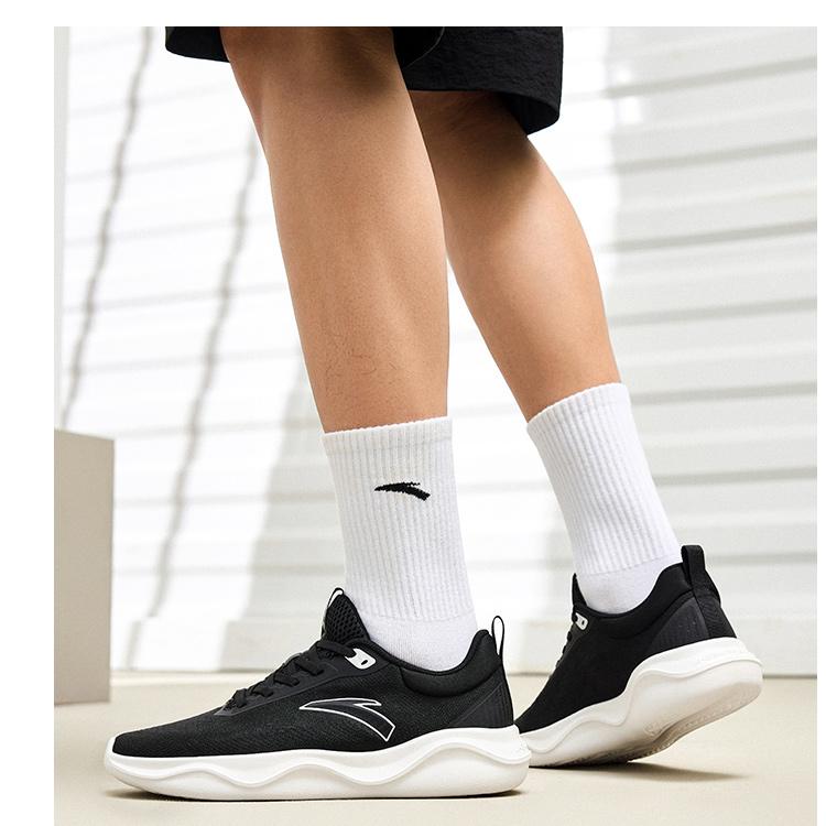 Anta Comfortable Casual Durable Breathable Low-Top Training Shoes Men Sneakers Black White 912427706-2