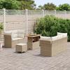 Set de Canapé de Jardin 8 Pièces vidaXL avec Coussins Beige Rattan Poly Acacia, Set de Salle à Manger de Jardin 3 Pièces 3361431