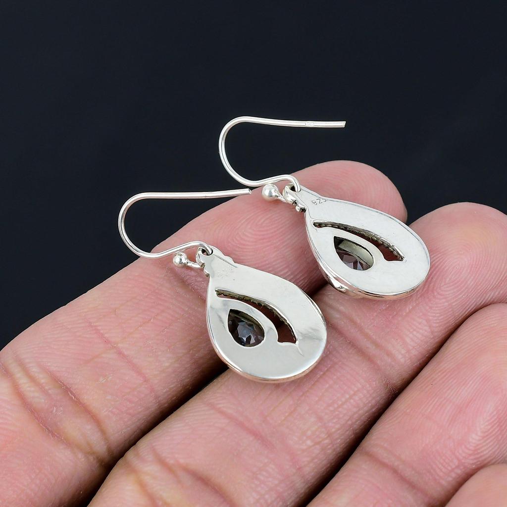 Blue Topaz Gemstone Earrings Solid 925 Sterling Silver Handmade Earrings Jewelry Gift For Women And Girls E-132