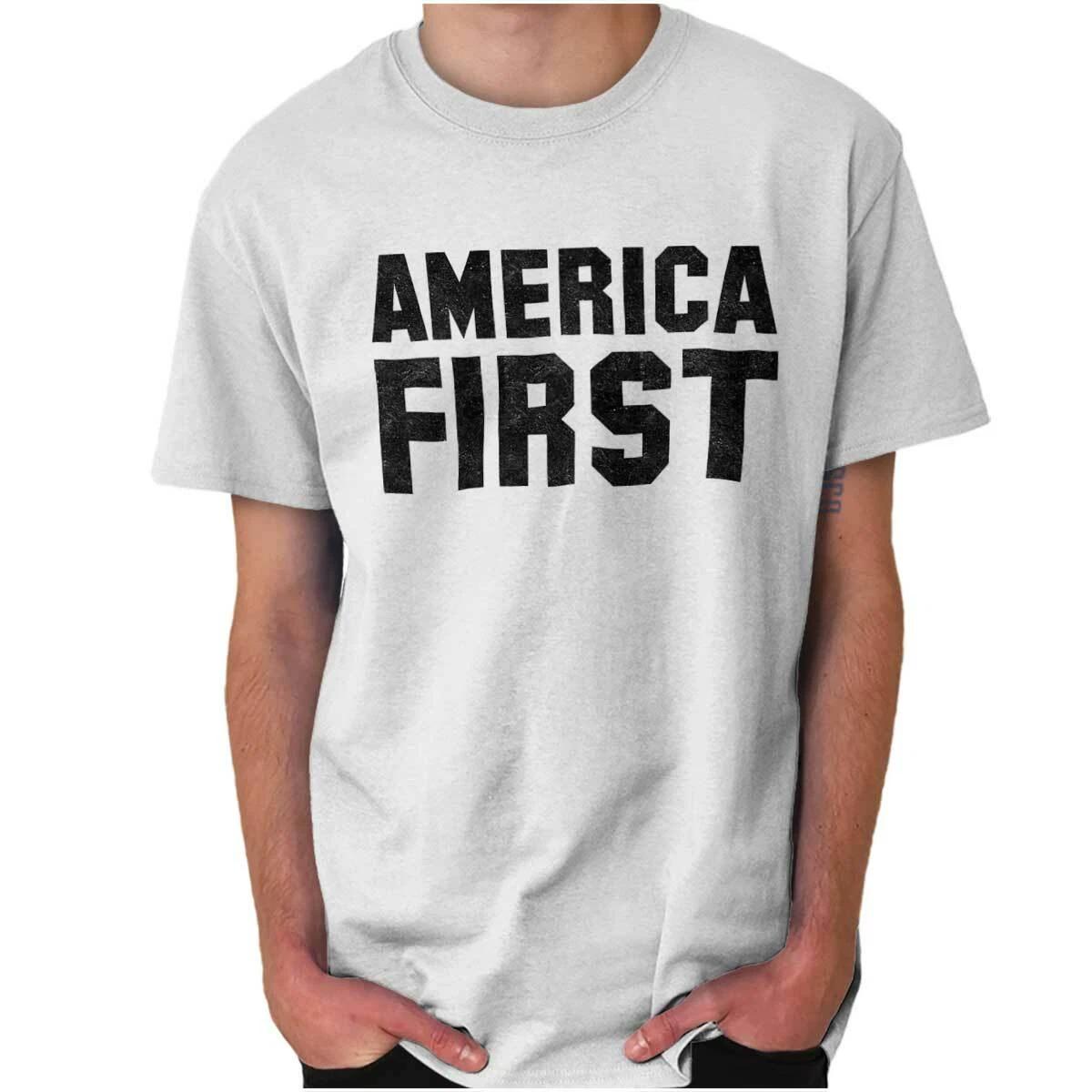 America First Donald Trump USA Republican Womens or Mens Crewneck T Shirt Tee S