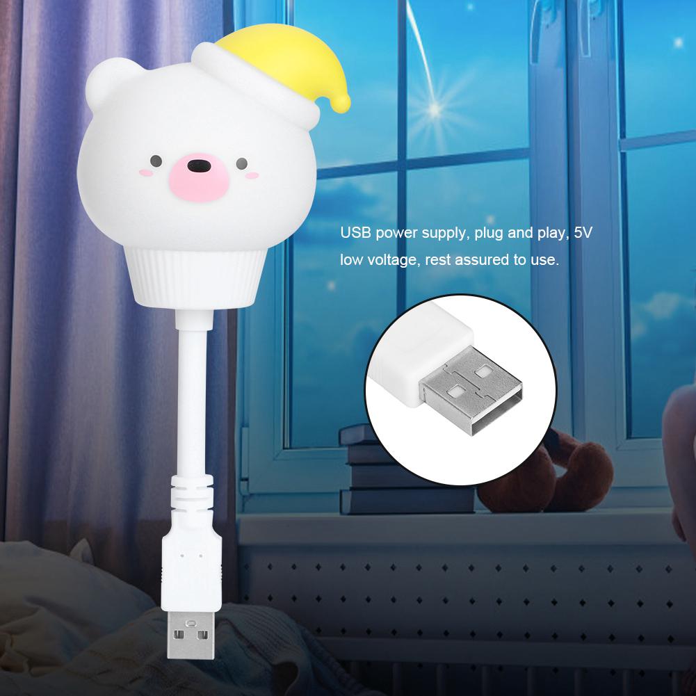 Cute Animal Shaped Night Light USB LED Soft Cartoon Baby Nursery Sleeping Lamp Kid Gift