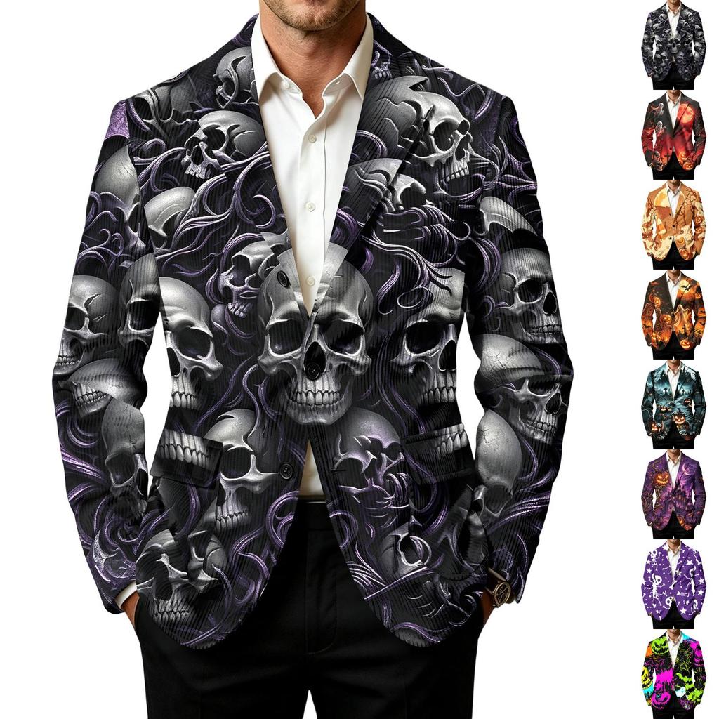 Herre Business Casual Corduroy med Halloween Print til Fester og Hverdagsbrug