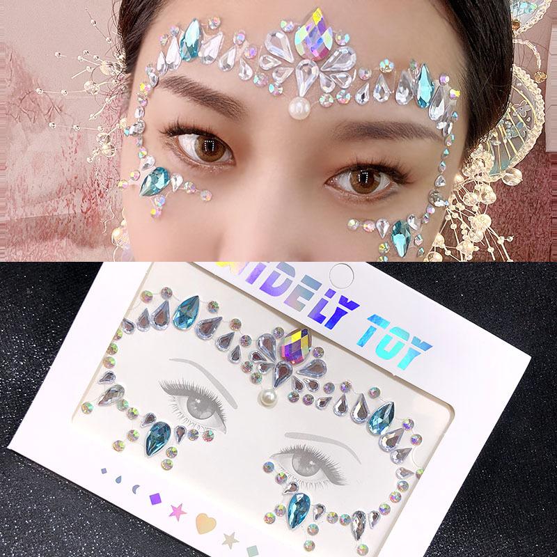 Crystal Tattoo Sticker Glitter Eyeliner Eyebrow Makeup Face Eyes Diamond Temporary Tattoo Rock Rhinestone 3D Eyeliner Stickers