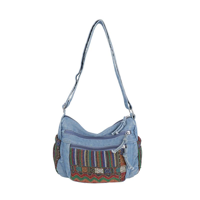 

Сумка-тоут большой вместимости женская сумка этнический стиль сумка на одно плечо светло-синий
