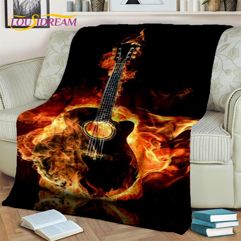 Electric Guitar Bass Classical Guitar Blanket,Throw Blanket for Home Bedroom Bed Sofa Picnic Office Hiking Leisure Nap Cover Kid