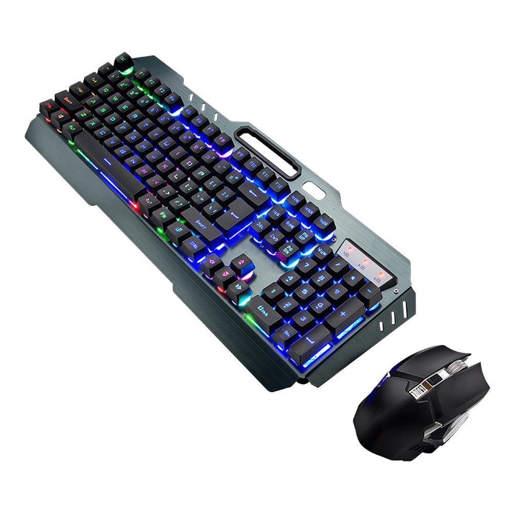 Wireless Keyboard Mouse Set Charged Lighting Black Built In Lithium Battery 3000mAh