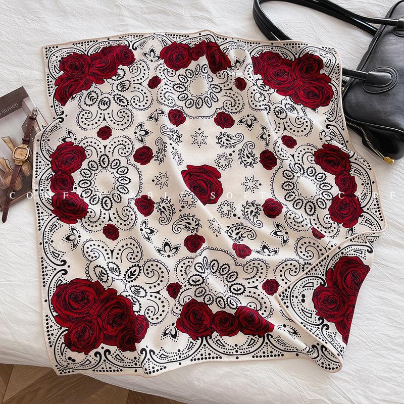 Elegant temperament silk wool scarf women's 2025 autumn and winter warm new silk wool silk scarf high quality silk wool square scarf
