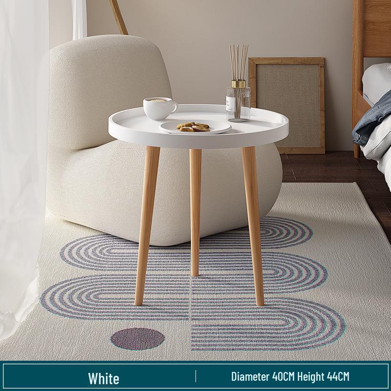 Nordic Small Round Coffee Table with Solid Wood Legs - Ideal for Living Rooms and Apartments