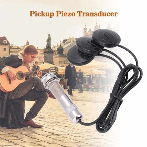 Guitar Pickup for Acoustic Guitar, 3-Patch Pickup, Plastic Pickup Head, 6.35mm Silver Jack, 60cm Cable, Noise Interference Reduction, Piezo Guitar Pic
