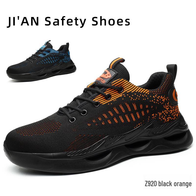 Flyknit Wear-Resistant Steel Toe Work Shoes - Men's Anti-Smash, Anti-Puncture, Soft Sole, Comfortable