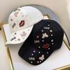 Trendy Water Drip Embellished Baseball Cap With Adjustable Fit For Fashionable Women