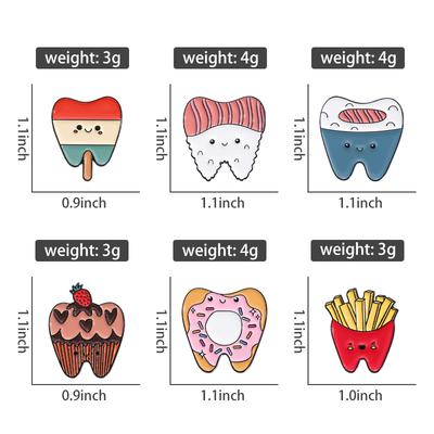 Protect Dental Health Enamel Pins Custom Donut Chip Cake Brooches Lapel Badges Funny Jewelry Gift for Kids Friends