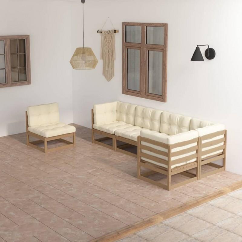 Day and Night - Day and Night Garden Furniture 6 Pieces with Cushions Made of Solid Pine Wood