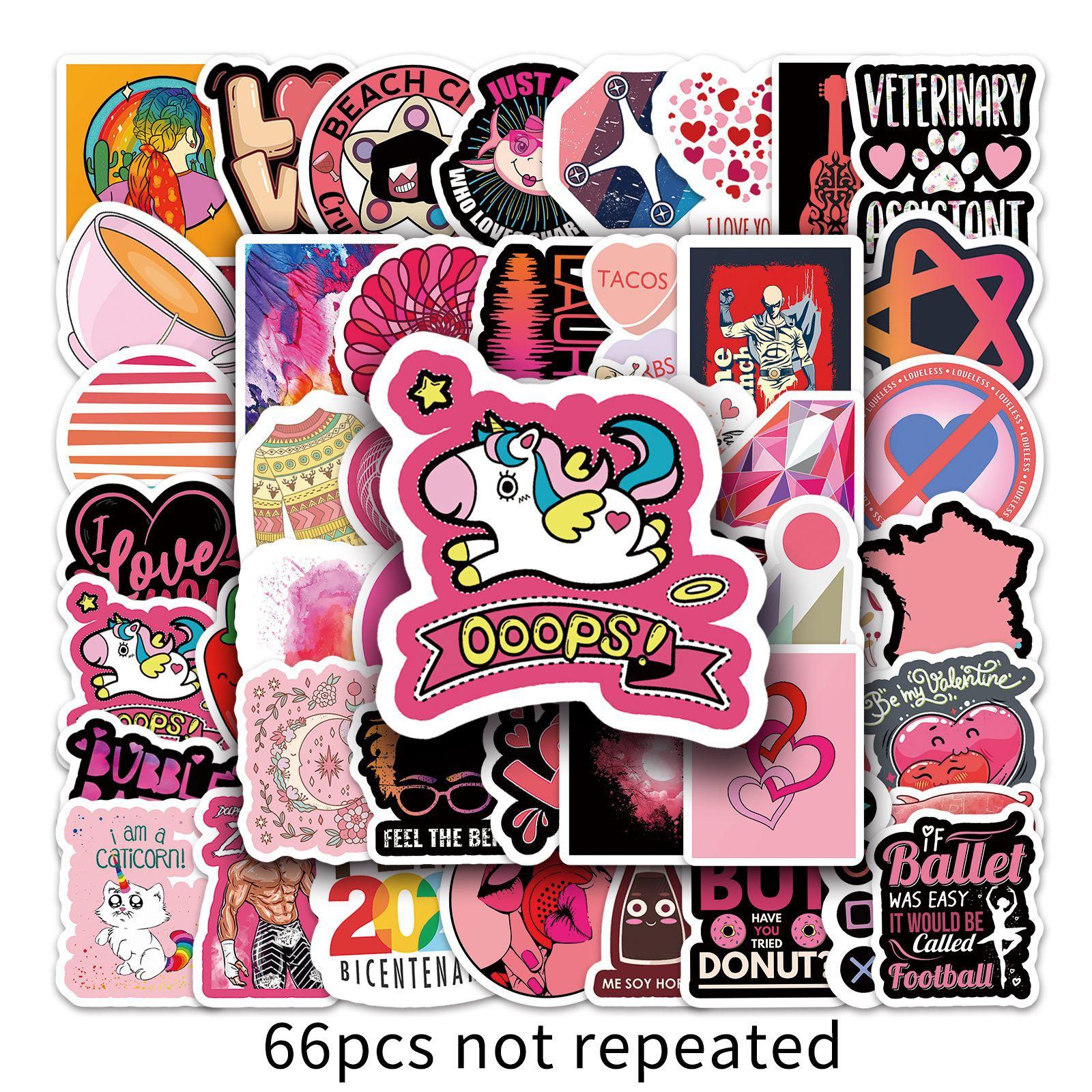 

66 Red Series Doodle Laptop Suitcase Scooter Decoration Cartoon Mobile Phone Stickers