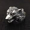 Trendy Cool Wolf Head Ring for Men and Women, Retro Exaggerated Dark Hip-hop Open Ring