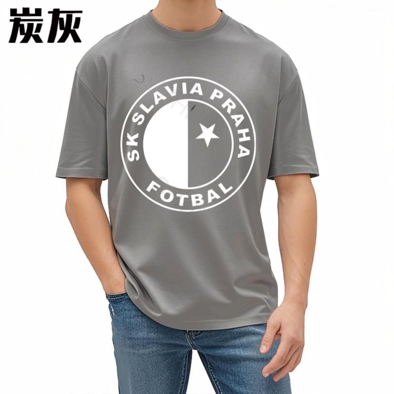 Herren Baumwoll T-Shirt Sommer Marken T-Shirt SK Slavia Praha T-Shirt Tschechische Republik Prag Druck T-Shirt Unisex T-Shirt Lockerer Stil