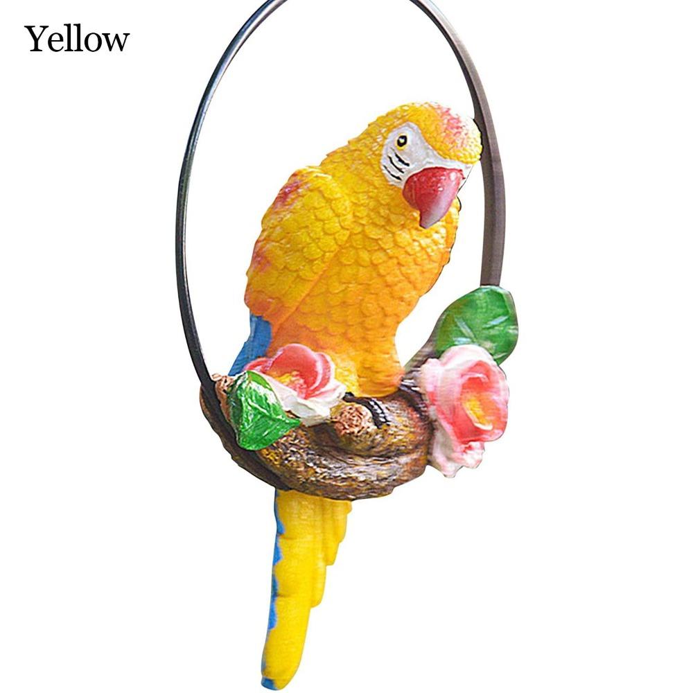 

Artificial Parrot Statue Iron Ring Hanging Sculpture Lawn Ornament For Home Office Room Ornaments жовтий