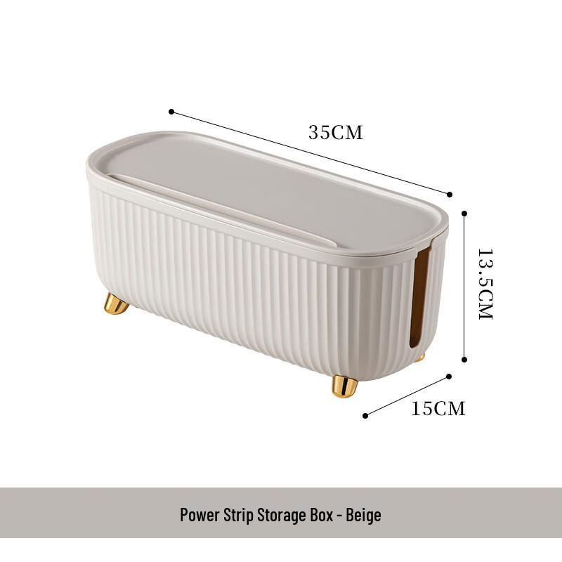 Minimalist Desktop Power Strip and Cable Organizer Box