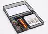 Set of 3 Metal File Holders with Multi-Compartment Cutlery Trays for Desktop Organization
