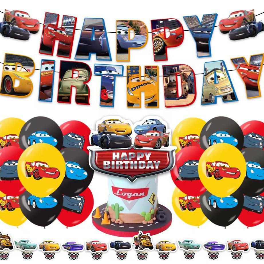 Set Decorazioni Festa di Compleanno a Tema Cars 3 con Striscioni, Topper per Cupcake e Palloncini