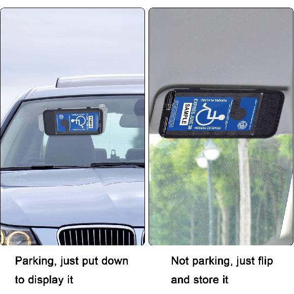 Handicap Placard Holder For Auto, Wisdompro Disabled Parking Permit Sign Protector For Car Sun Visor With Note Paper Slot, Pen Holder And Elastic