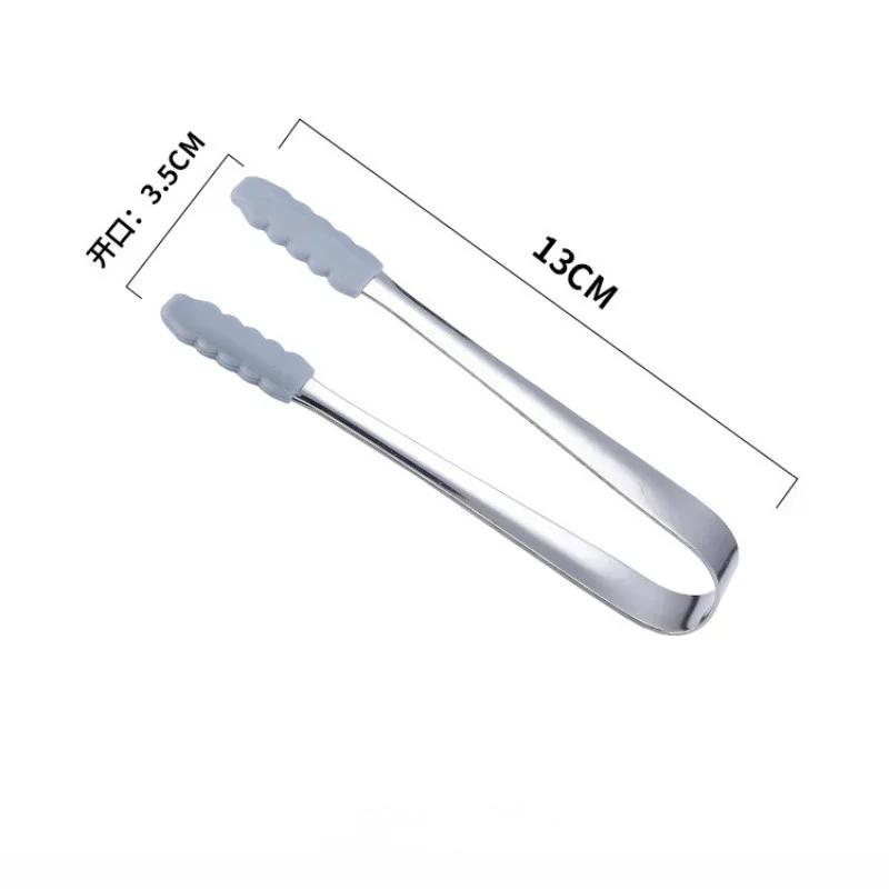 Silicone Head Non-Slip Food Ice Cube Clip Tongs Bread Barbecue Mini Sugar Dessert Clamp House Kitchen Party Coffee Bar Utensils