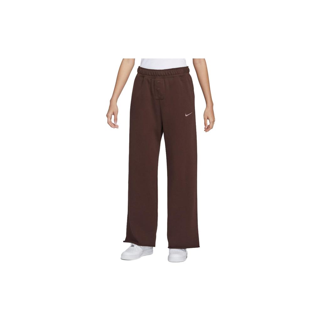 Nike Solid Color High Waist Wide Leg Casual Sports Pants Women pants Earth-Brown DV7845-227