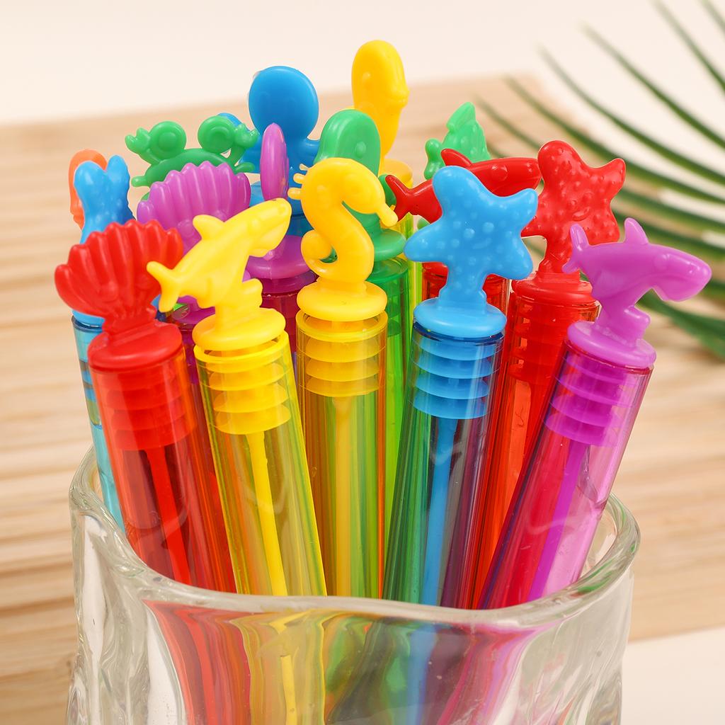 Mini Marine Animal Bubble Tubes Soap Bottle Dino Birthday Party Decoration DIY Colorful Seahorse Shell Bubble Stick Kids Toys