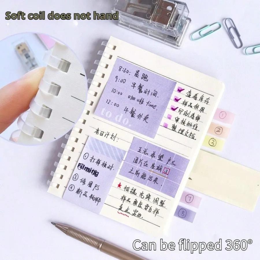 All-in-One Sticky Notes Organizer Soft Coil Refillable Binder Adhesive Index Tabs Ruled Filler Paper Ins Style Design Stationery