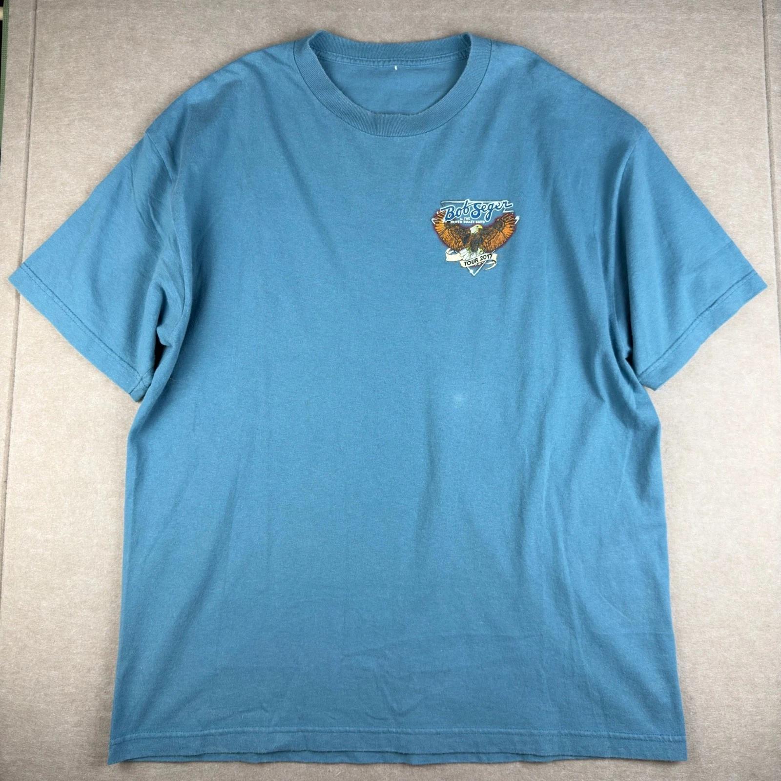 

Bob Seger Silver Bullet Band Tour 2017 Mens Shirt L Blue Concert Music Tee 4XL