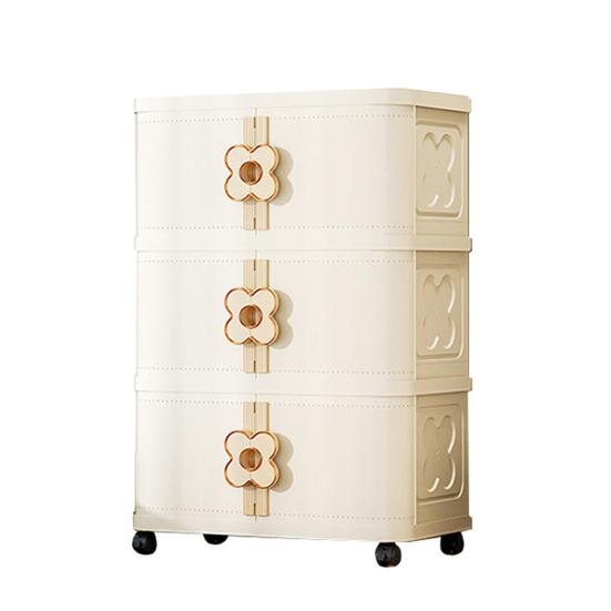 Yousheng Stackable Storage Bins Foldable Storage Boxes Collapsible Storage Bins with Doors And Wheels Rolling Multi-tier Folding Cabinet for Home