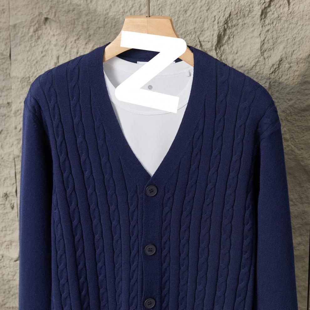2025 Autumn/Winter Men's Casual Korean Style V-Neck Cardigan Sweater