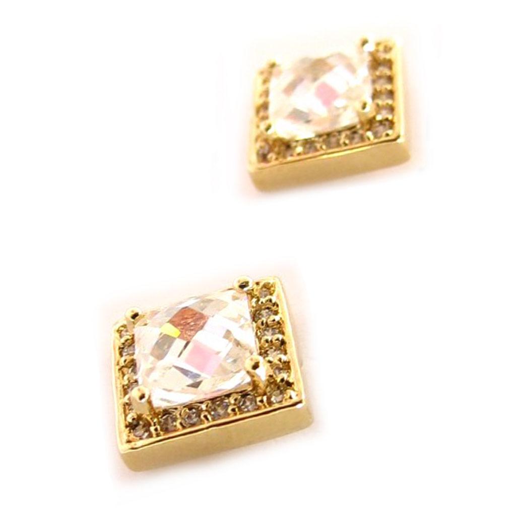 Les Trésors De Lily [K7196] - Kolczyki Platerowane Złotem 'Sissi' białe