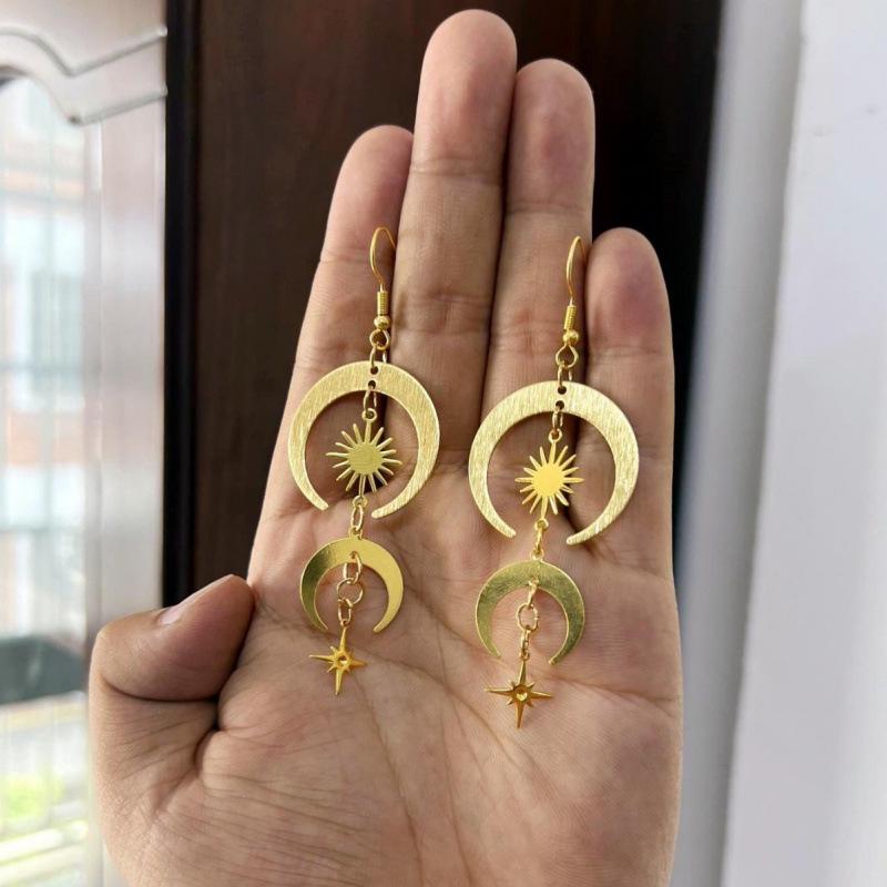 Jun'an Bohemian Sun and Moon Star Earrings Collection