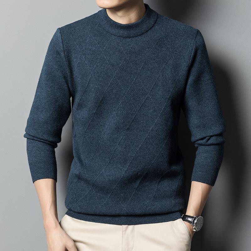 Autumn and Winter New Anti-pilling Sweater Semi-turtleneck Long-sleeved Top Casual Bottoming Shirt Thickened Knitted Sweater Men