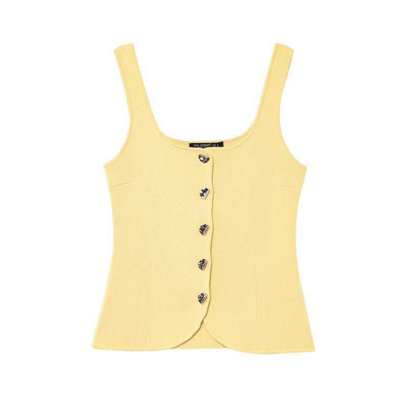 Za Spring New Arrivals Women's Clothing Zr European and American Style Plain Knit Corset-Style Round Neck Strap Top 5536038